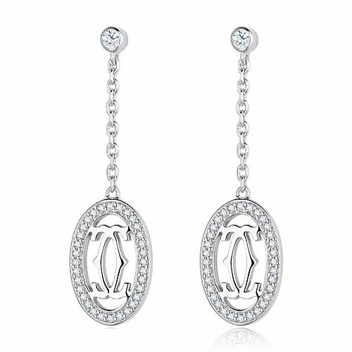 Cartier Logo Double C Earrings in 18K White Gold With Diamonds