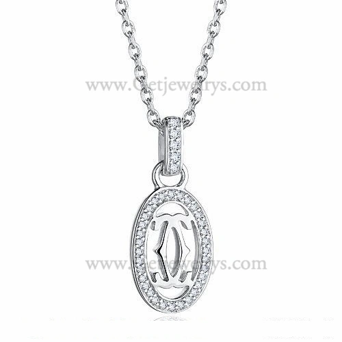 Cartier Logo Double C Necklace In White Gold With Diamonds