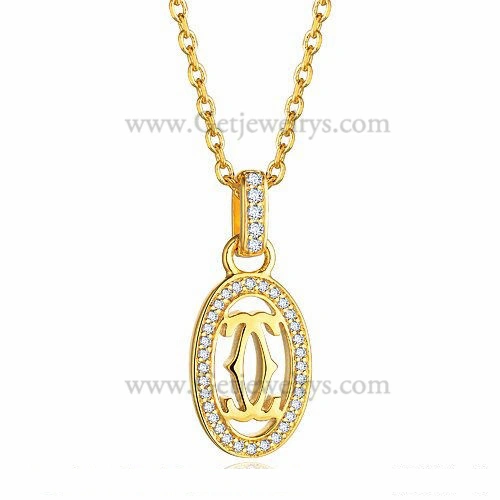 Cartier Logo Double C Necklace In Yellow Gold With Diamonds