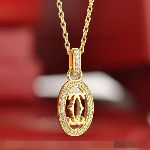 Cartier Logo Double C Necklace In Yellow Gold With Diamonds