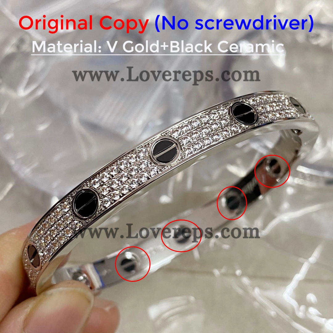 Cartier Love Bracelet Diamond-Paved Wiht Black Ceramic White Gold