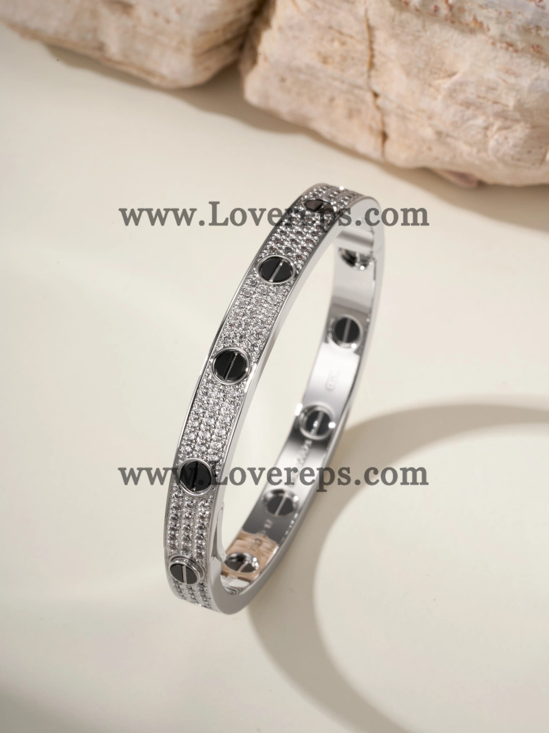 Cartier Love Bracelet Diamond-Paved Wiht Black Ceramic White Gold