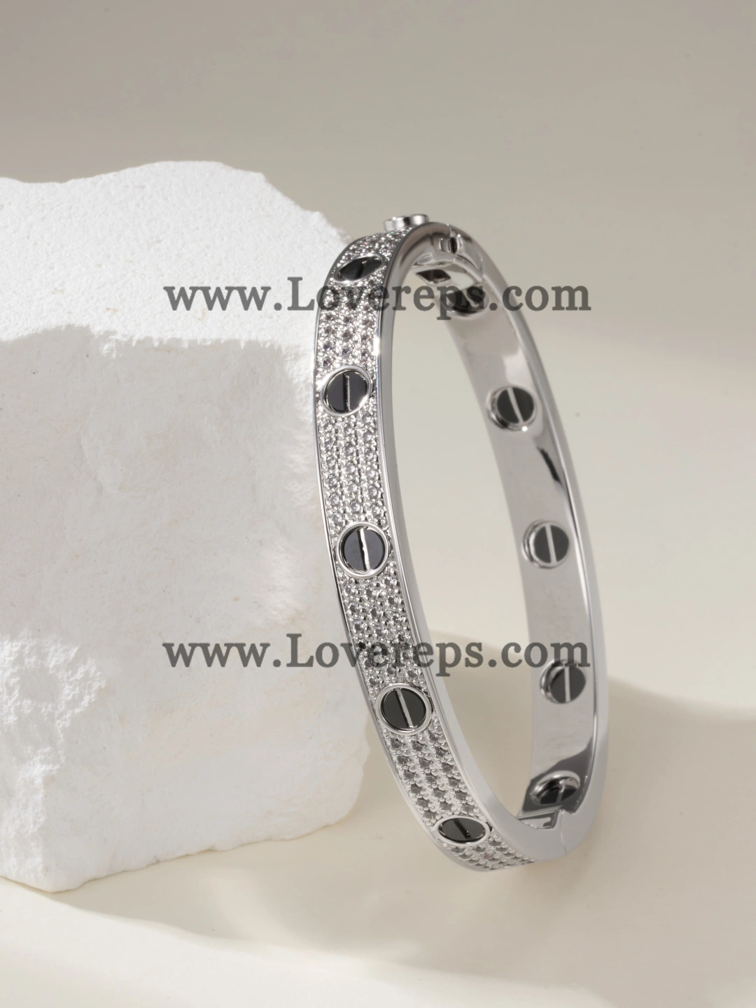 Cartier Love Bracelet Diamond-Paved Wiht Black Ceramic White Gold