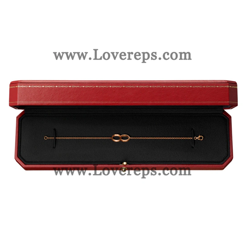 Cartier Love Bracelet Double Ring on Chain Pink Gold