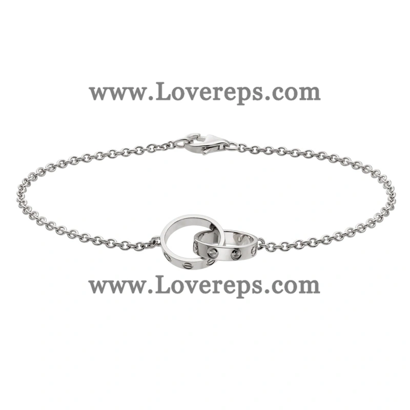 Cartier Love Bracelet Double Ring on Chain White Gold