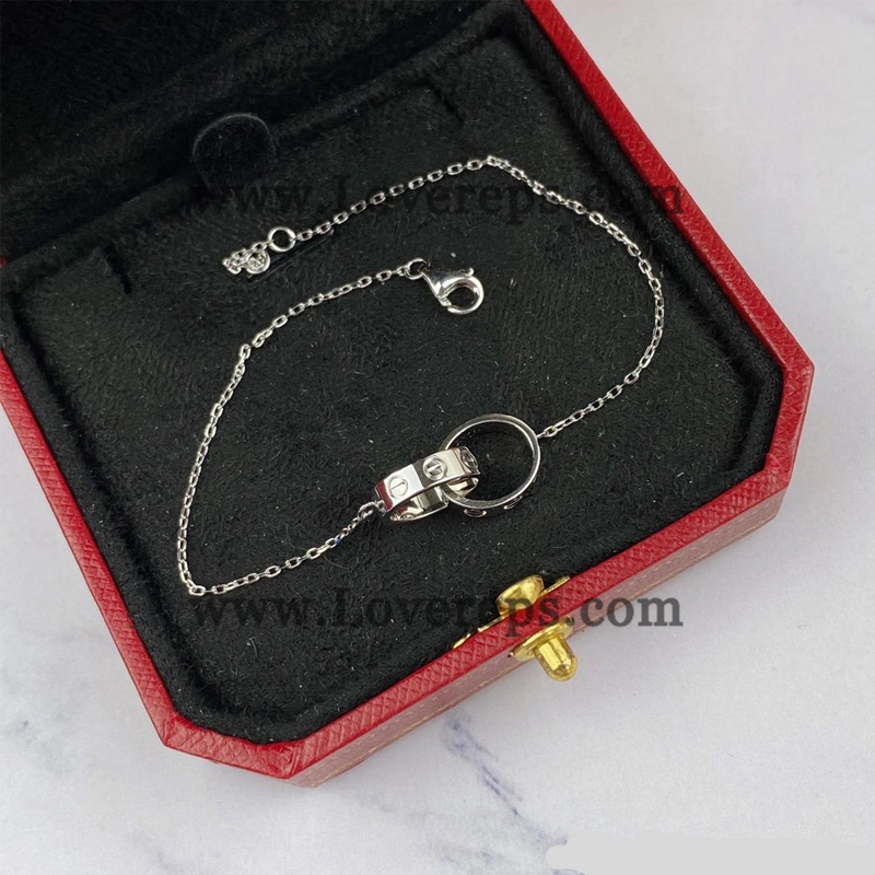 Cartier Love Bracelet Double Ring on Chain White Gold