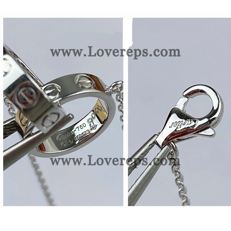 Cartier Love Bracelet Double Ring on Chain White Gold