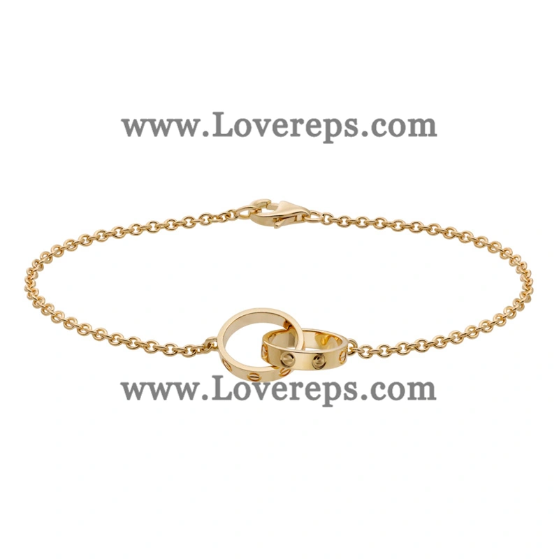 Cartier Love Bracelet Double Ring on Chain Yellow Gold