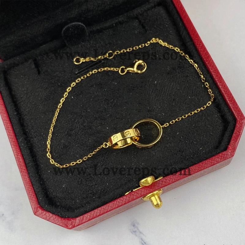 Cartier Love Bracelet Double Ring on Chain Yellow Gold