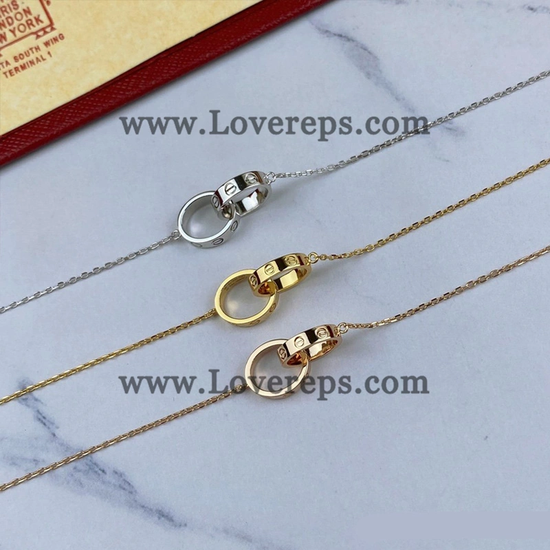 Cartier Love Bracelet Double Ring on Chain Yellow Gold