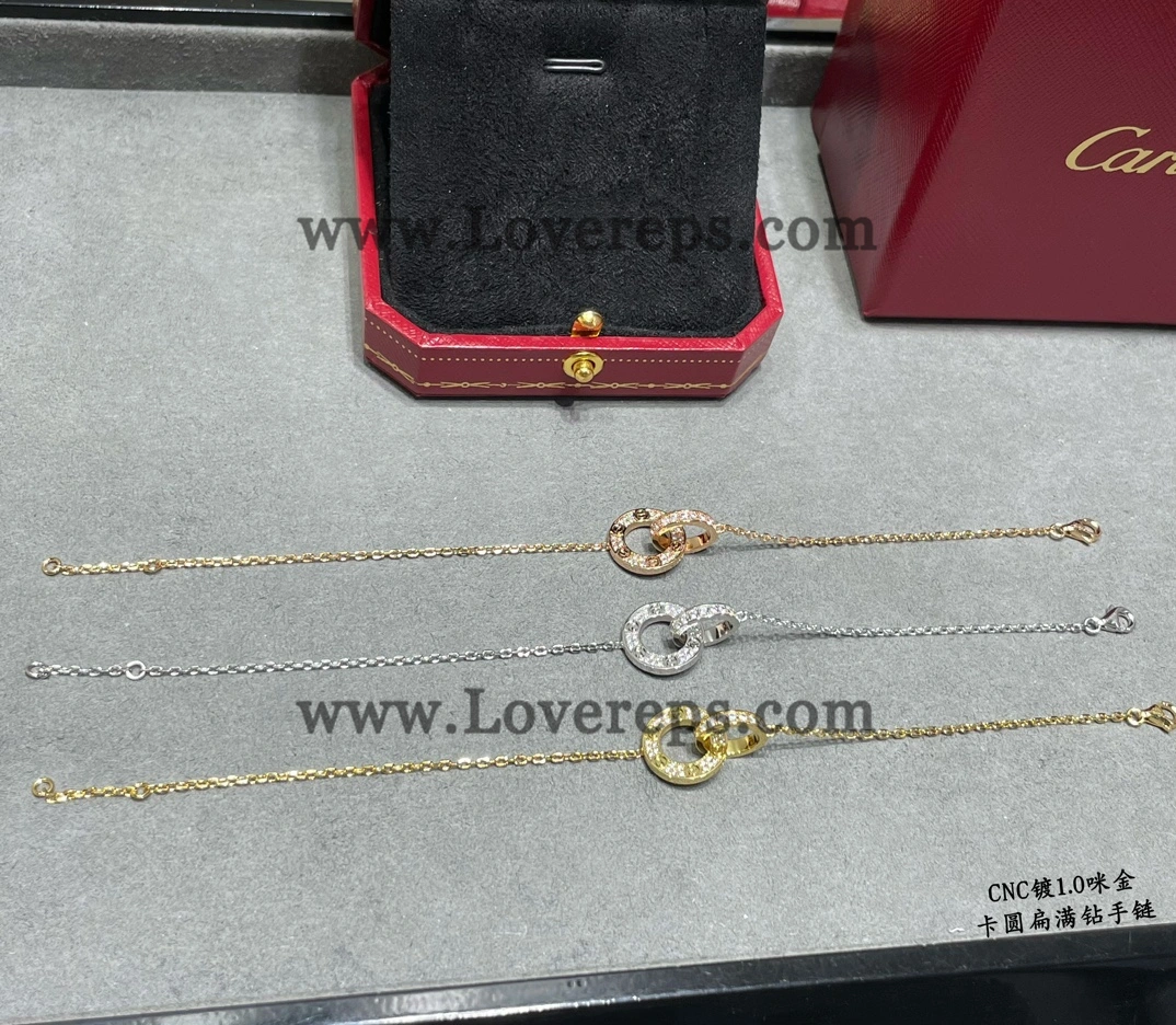 Cartier Love Bracelet on Chain Paved Yellow Gold White Gold Rose Gold