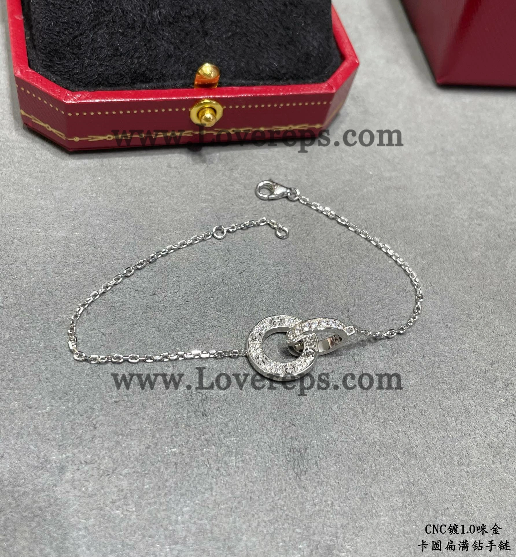 Cartier Love Bracelet on Chain Paved Yellow Gold White Gold Rose Gold