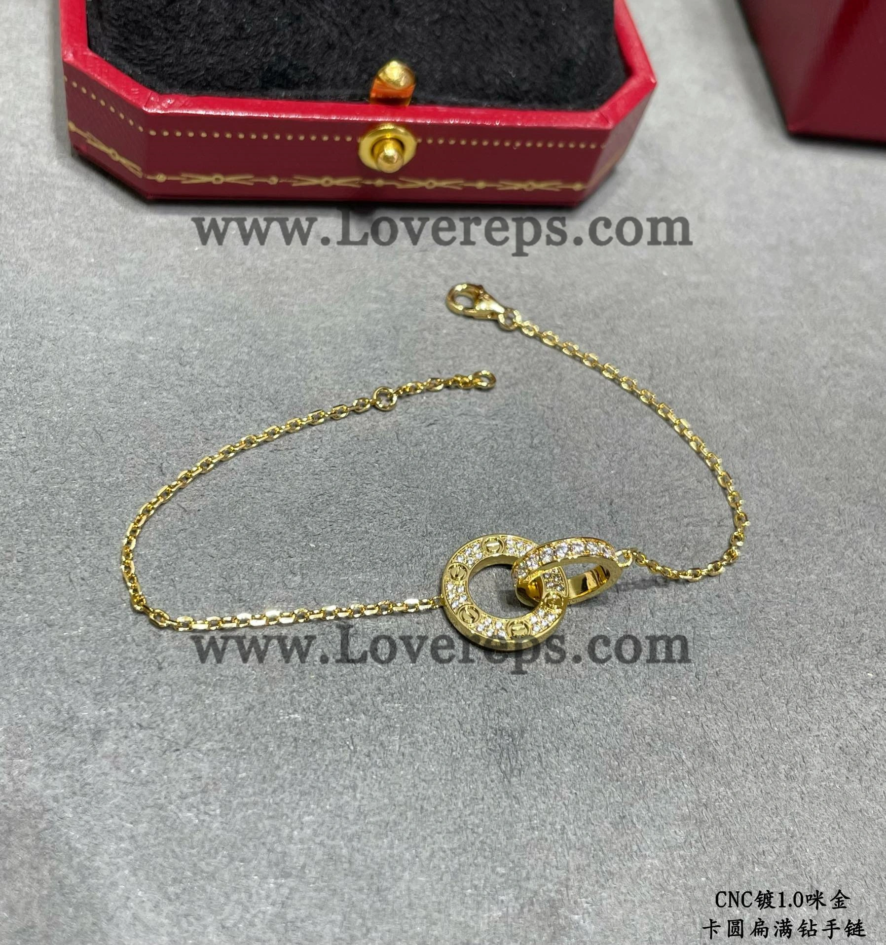 Cartier Love Bracelet on Chain Paved Yellow Gold White Gold Rose Gold