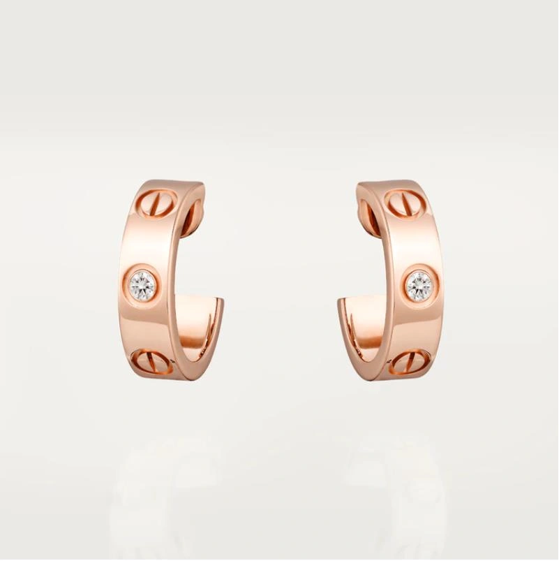 Cartier Love Clip Earrings With 2 Diamonds Rose Gold