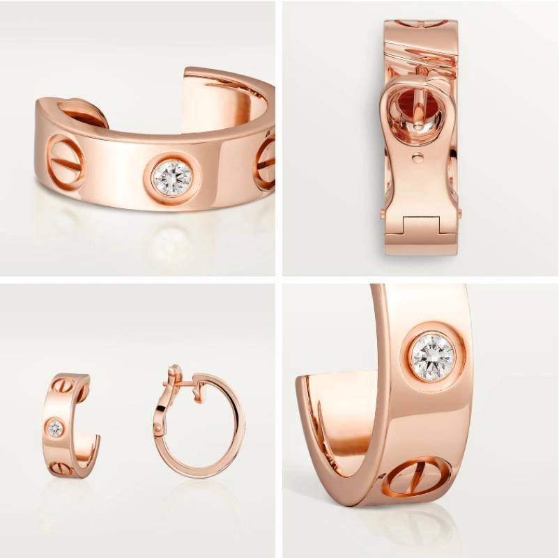 Cartier Love Clip Earrings With 2 Diamonds Rose Gold