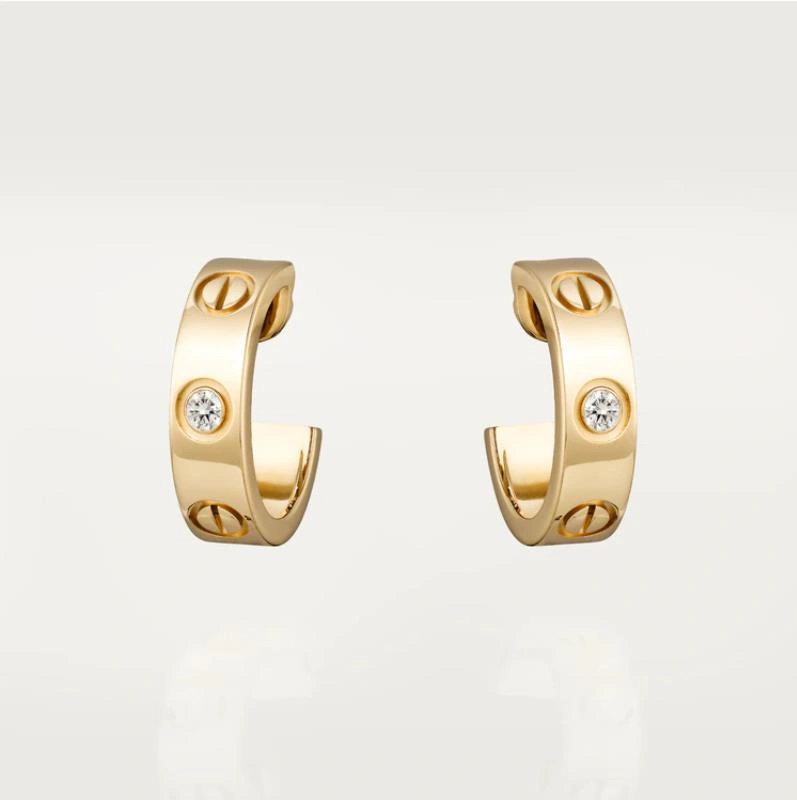 Cartier Love Clip Earrings With 2 Diamonds Yellow Gold