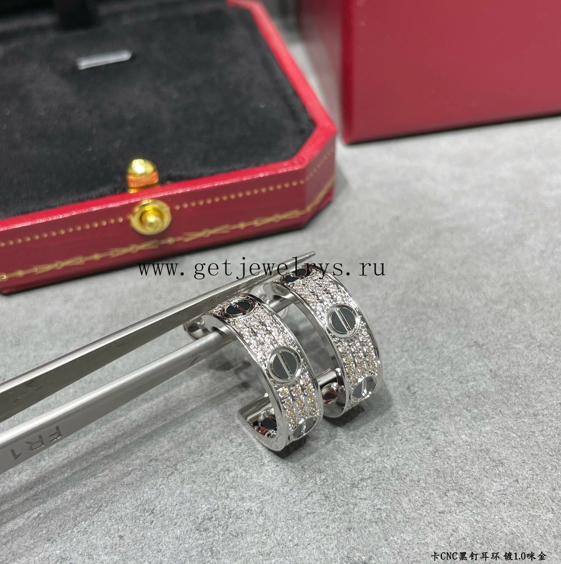 Cartier Love Earrings Diamond-Paved Wiht Black Ceramic White Gold