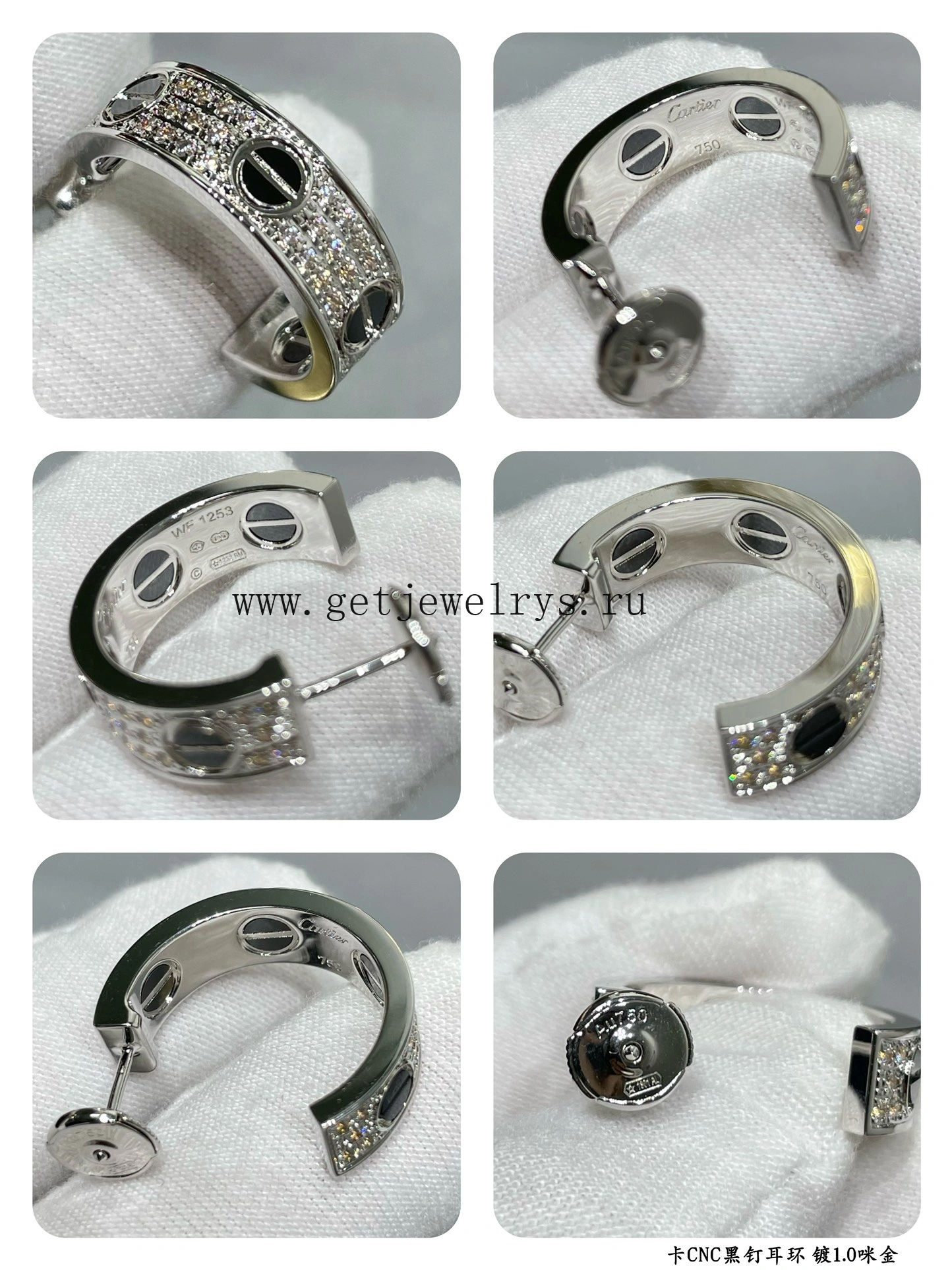 Cartier Love Earrings Diamond-Paved Wiht Black Ceramic White Gold