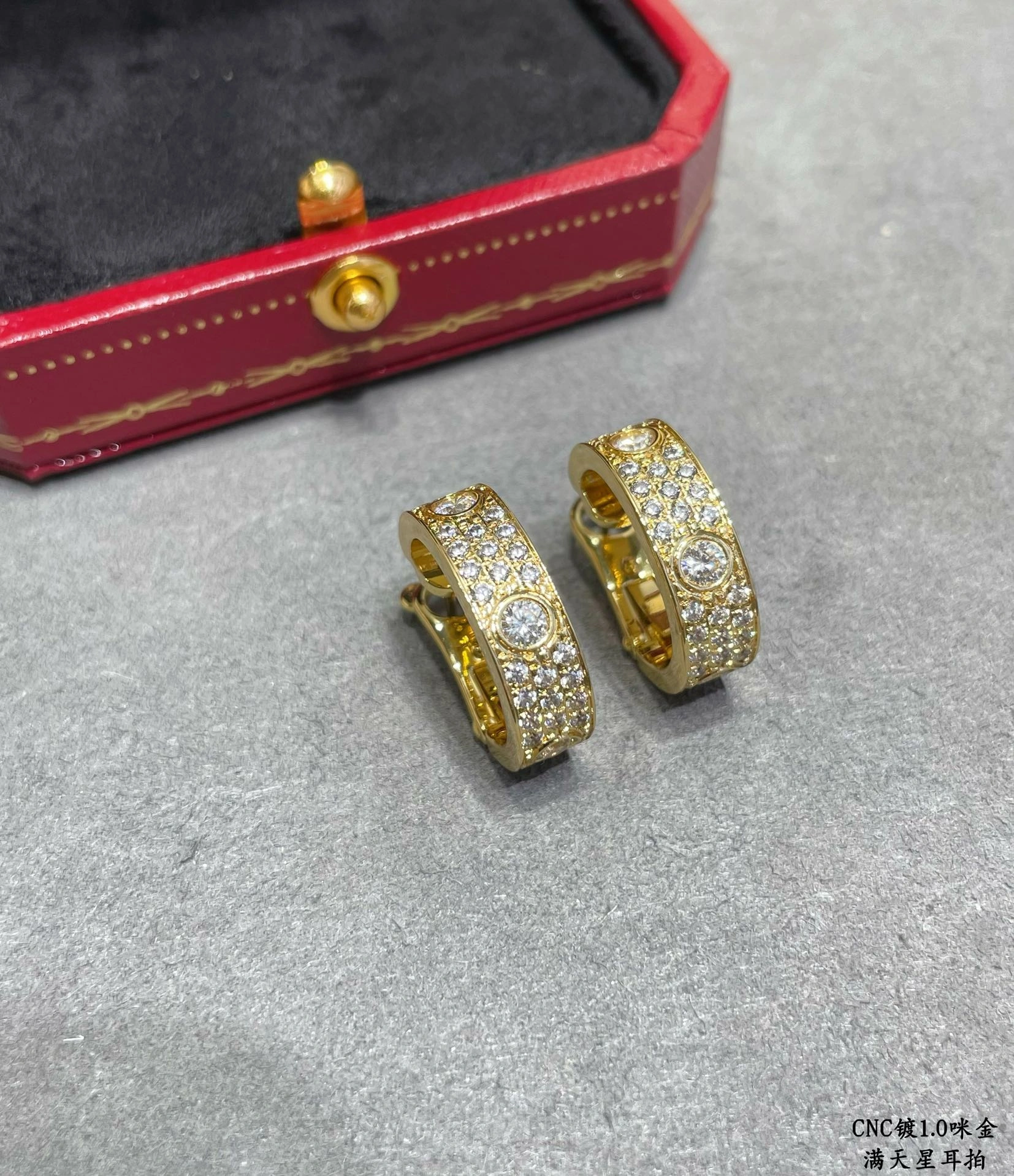 Cartier Love Earrings With Pave Diamonds White Gold Rose Gold Yellow Gold