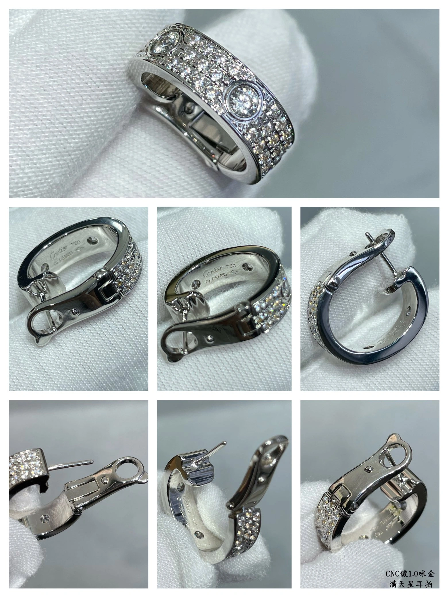 Cartier Love Earrings With Pave Diamonds White Gold Rose Gold Yellow Gold