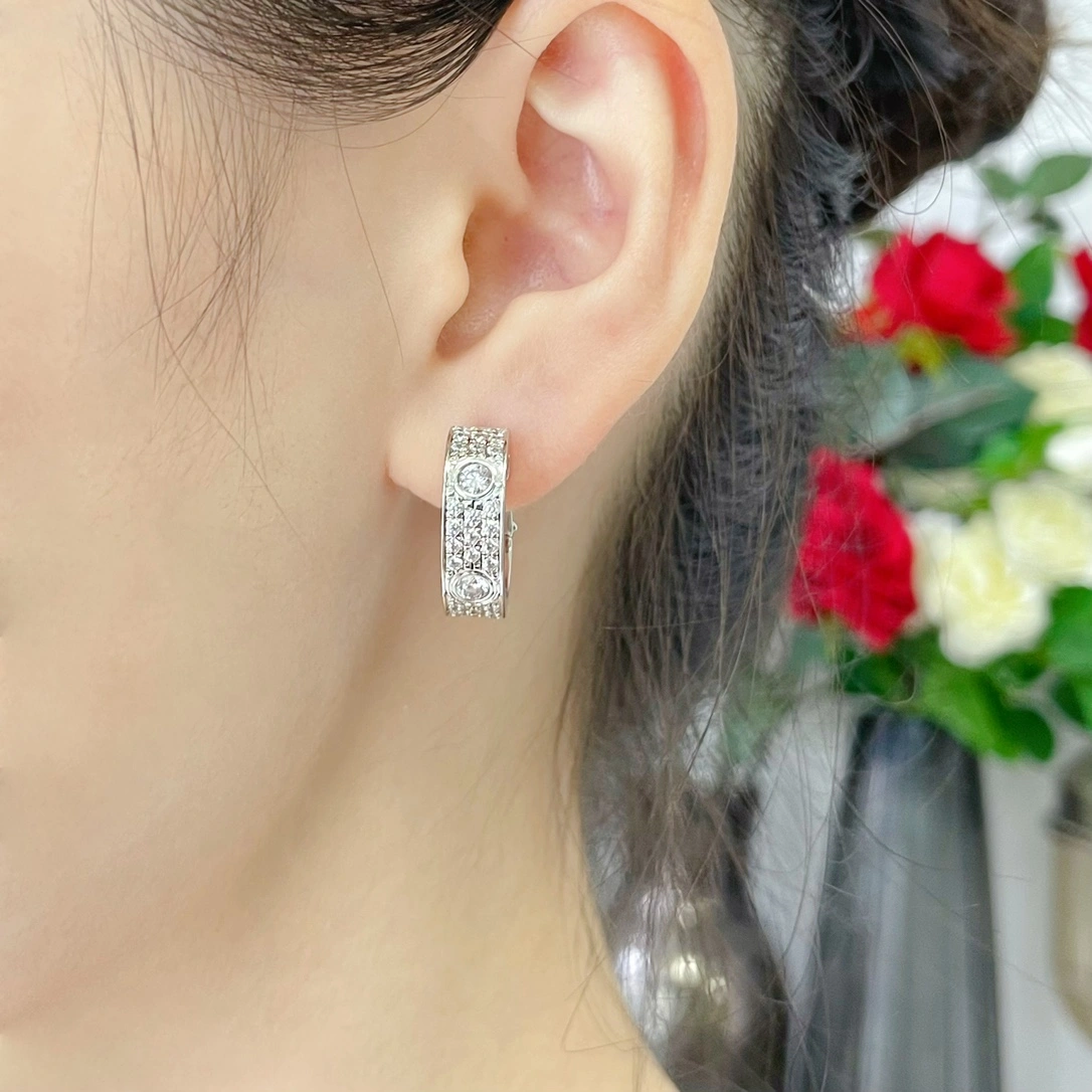 Cartier Love Earrings With Pave Diamonds White Gold Rose Gold Yellow Gold