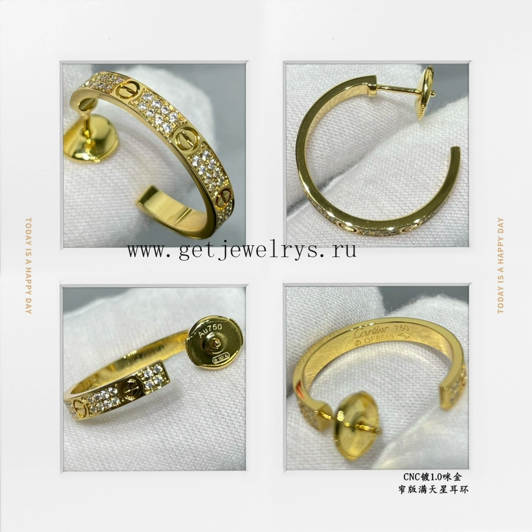 Cartier Love Earrings with Diamonds Yellow Gold Rose Gold White Gold