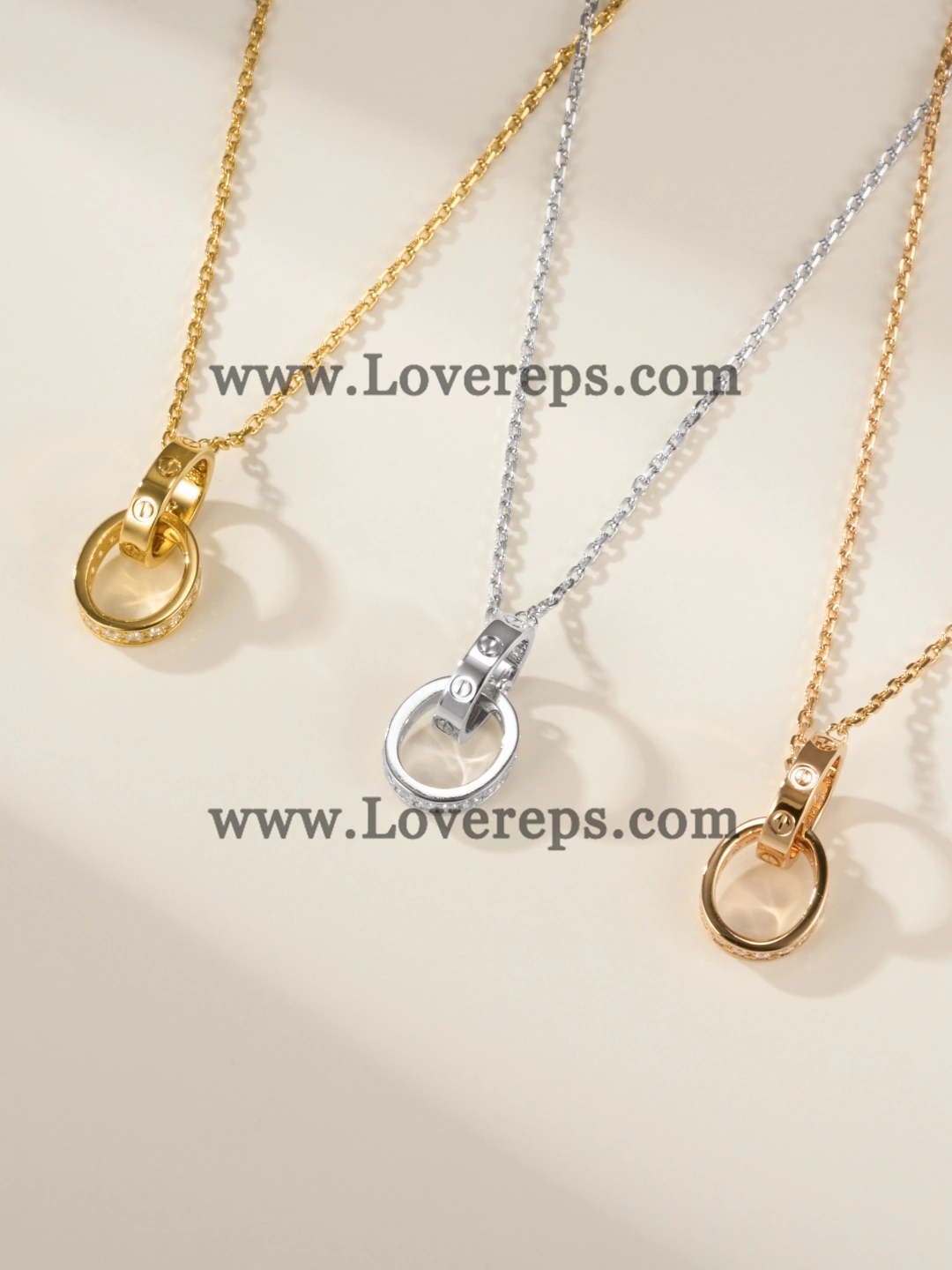 Cartier Love Necklace Classic Model Half-Paved Yellow Gold Rose Gold White Gold