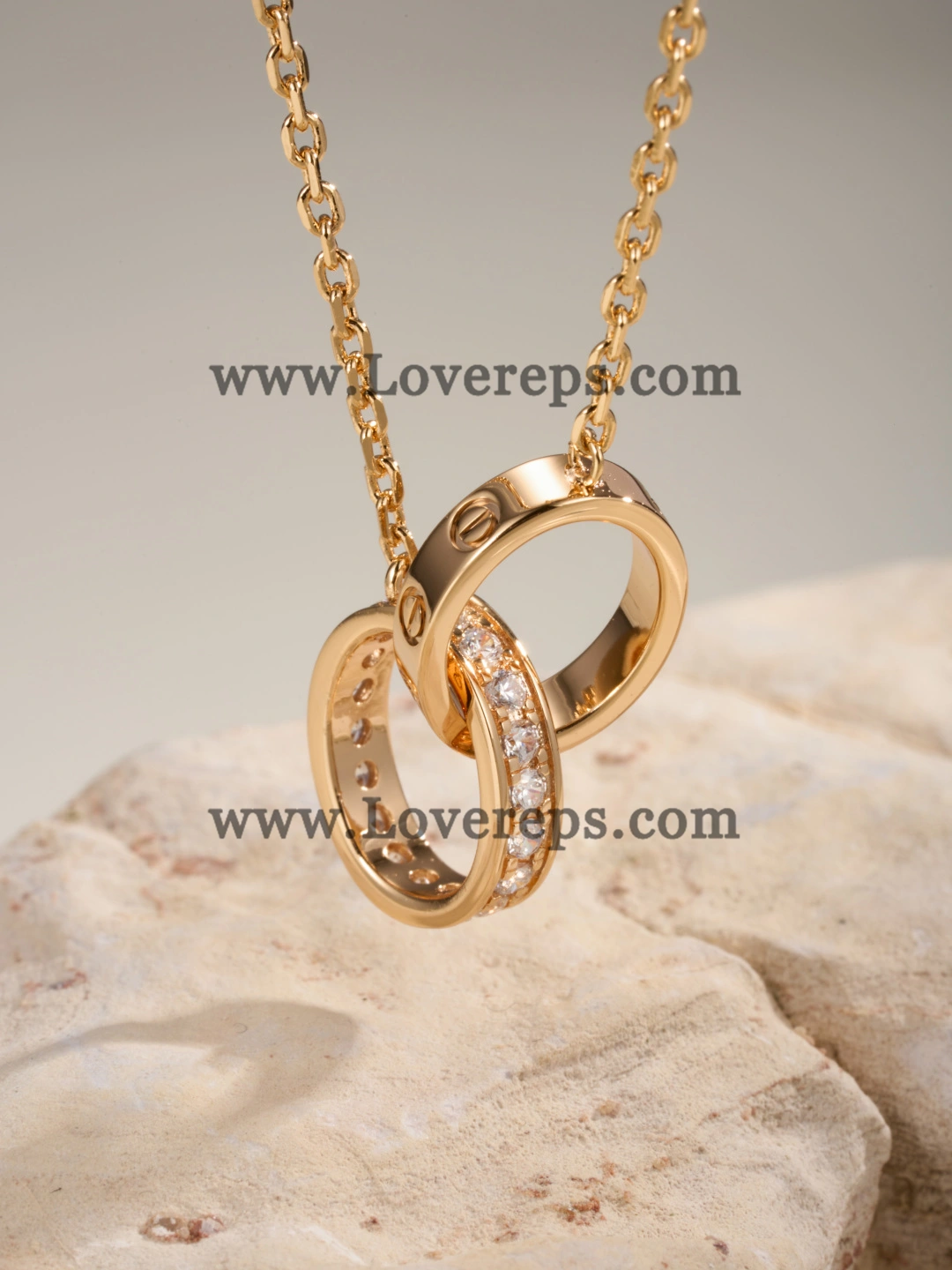 Cartier Love Necklace Classic Model Half-Paved Yellow Gold Rose Gold White Gold