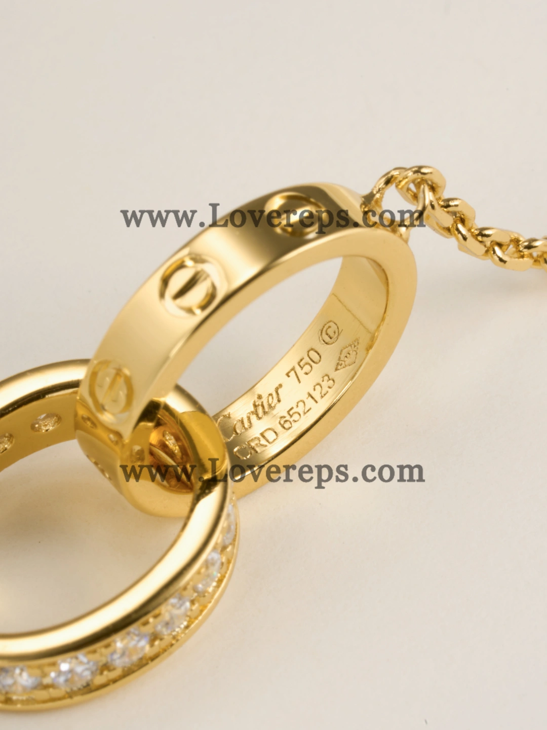 Cartier Love Necklace Classic Model Half-Paved Yellow Gold Rose Gold White Gold