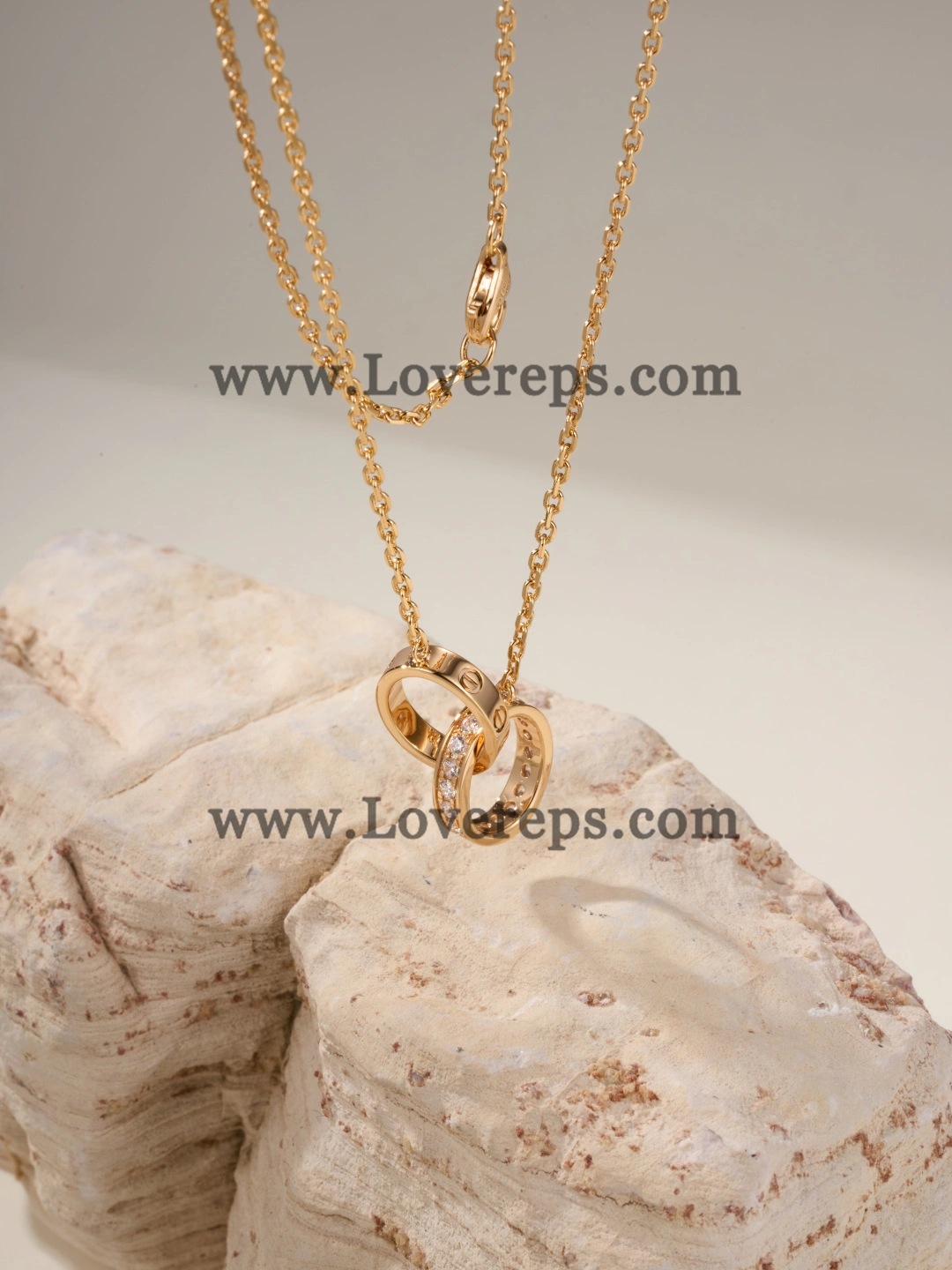 Cartier Love Necklace Classic Model Half-Paved Yellow Gold Rose Gold White Gold