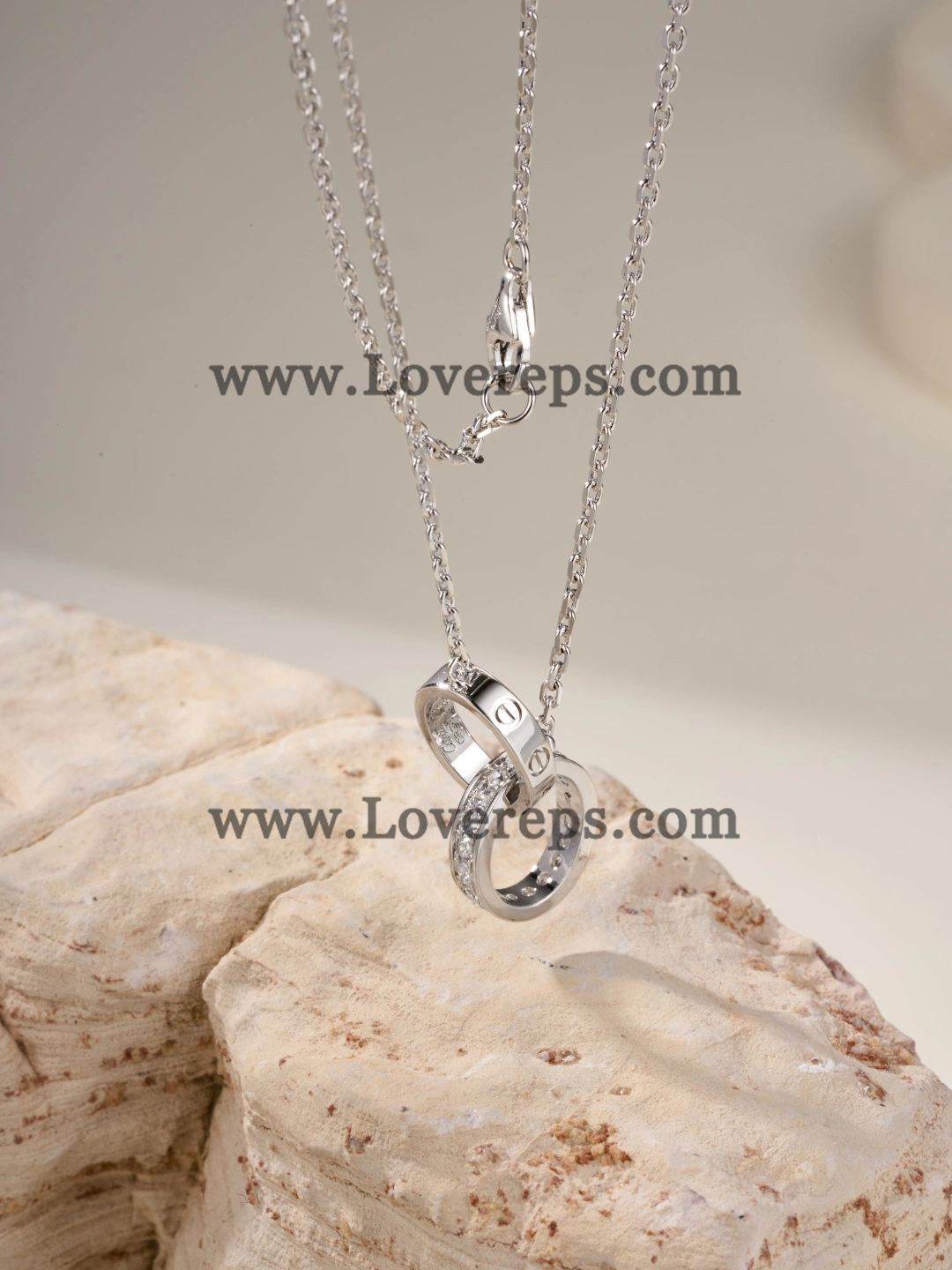 Cartier Love Necklace Classic Model Half-Paved Yellow Gold Rose Gold White Gold