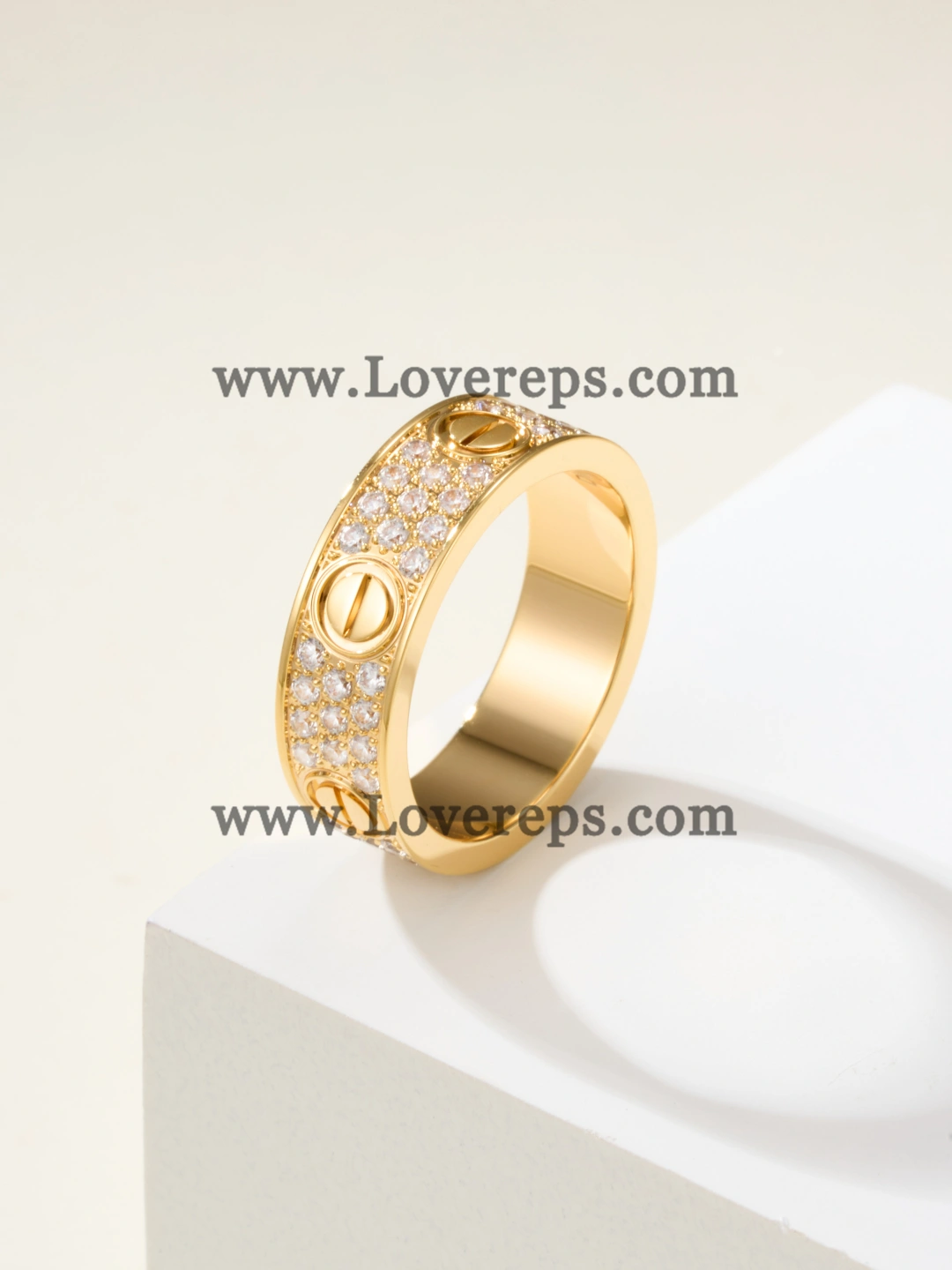 Cartier Love Ring Classic Model with Paved Diamonds Yellow Gold Rose Gold White Gold