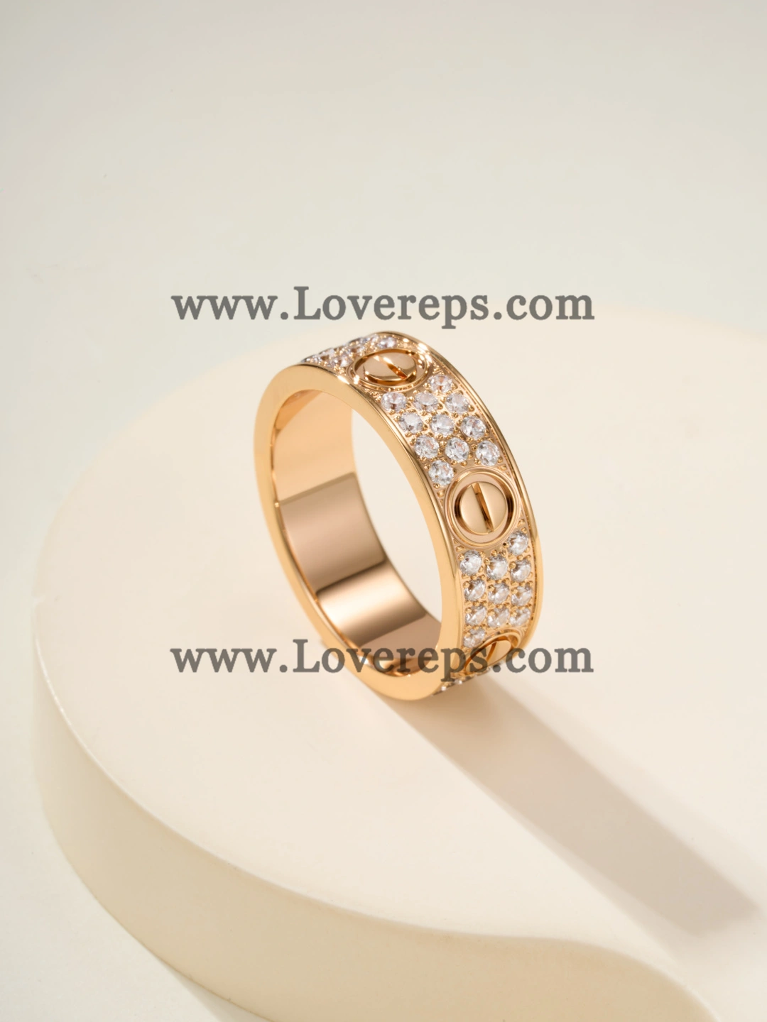 Cartier Love Ring Classic Model with Paved Diamonds Yellow Gold Rose Gold White Gold