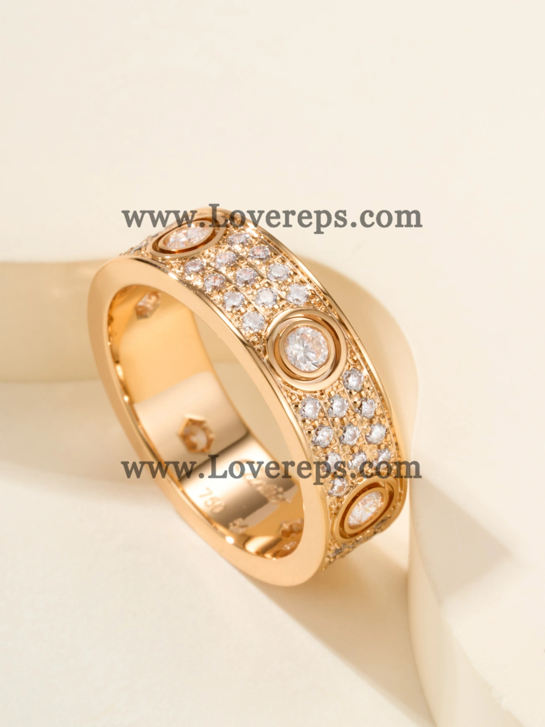 Cartier Love Ring Paved Diamonds With 6 Big Diamonds Yellow Gold Rose Gold White Gold