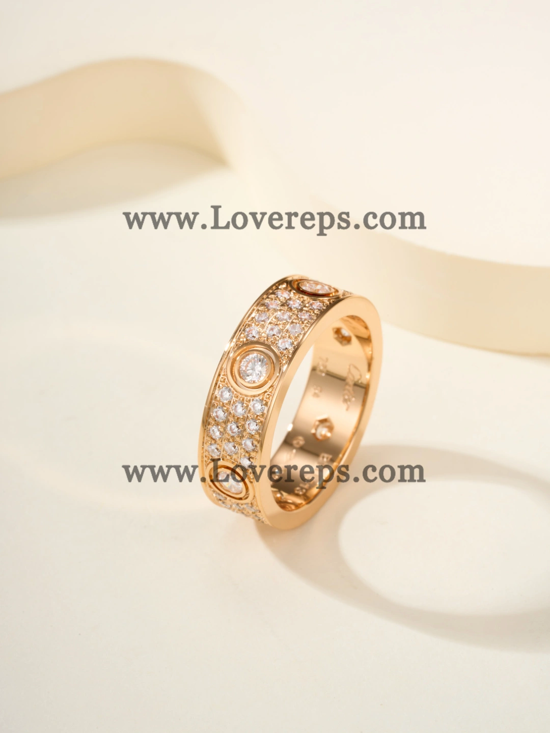 Cartier Love Ring Paved Diamonds With 6 Big Diamonds Yellow Gold Rose Gold White Gold