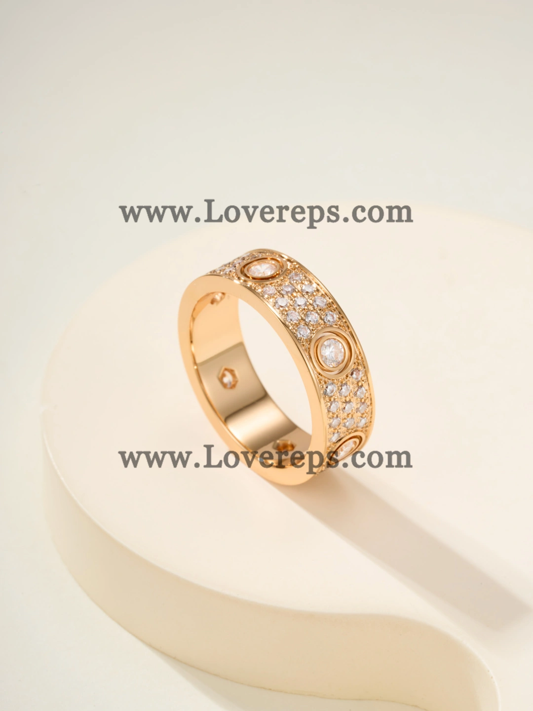 Cartier Love Ring Paved Diamonds With 6 Big Diamonds Yellow Gold Rose Gold White Gold