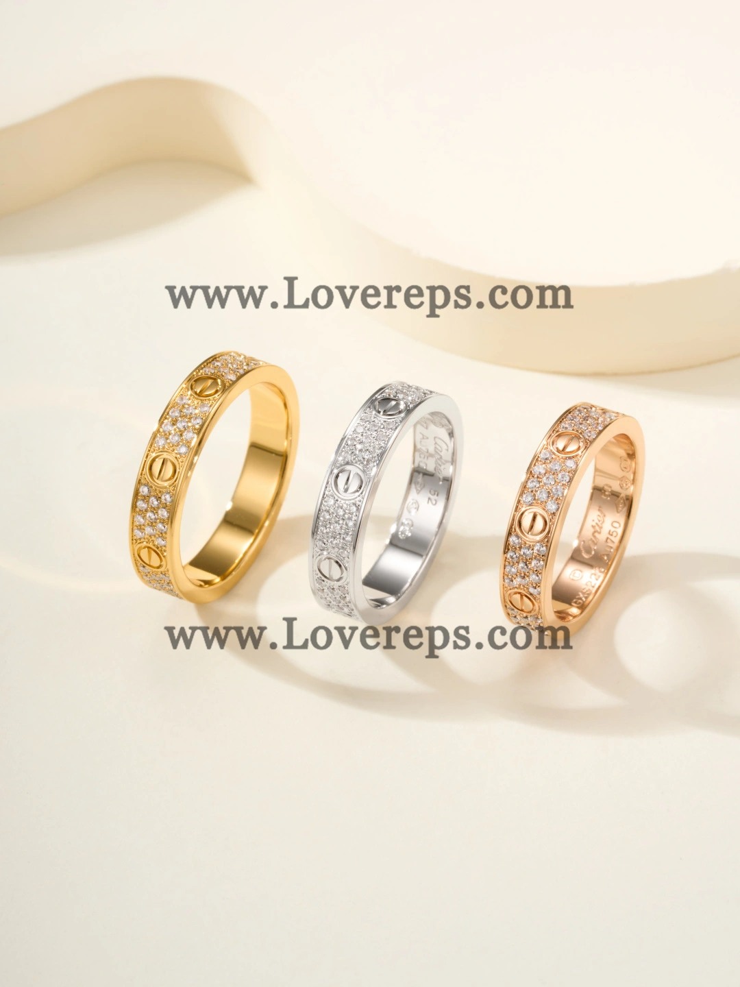 Cartier Love Ring Small Model With Paved Diamonds Yellow Gold Rose Gold White Gold