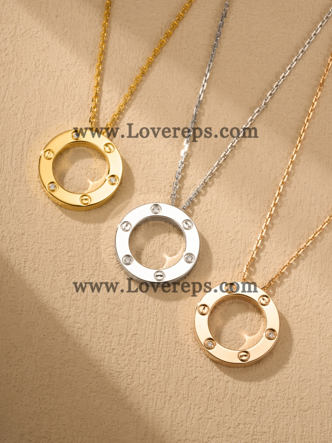 Cartier Round Love Pendant with 3 Diamonds Yellow Gold Rose Gold White Gold