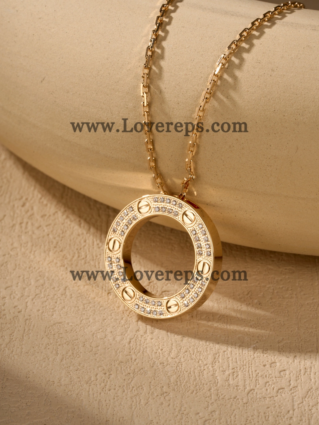 Cartier Round Love Pendant with Pave Diamonds Yellow Gold Rose Gold White Gold
