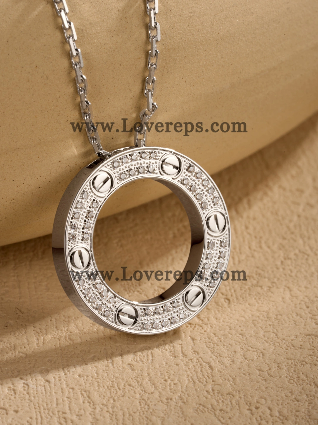 Cartier Round Love Pendant with Pave Diamonds Yellow Gold Rose Gold White Gold