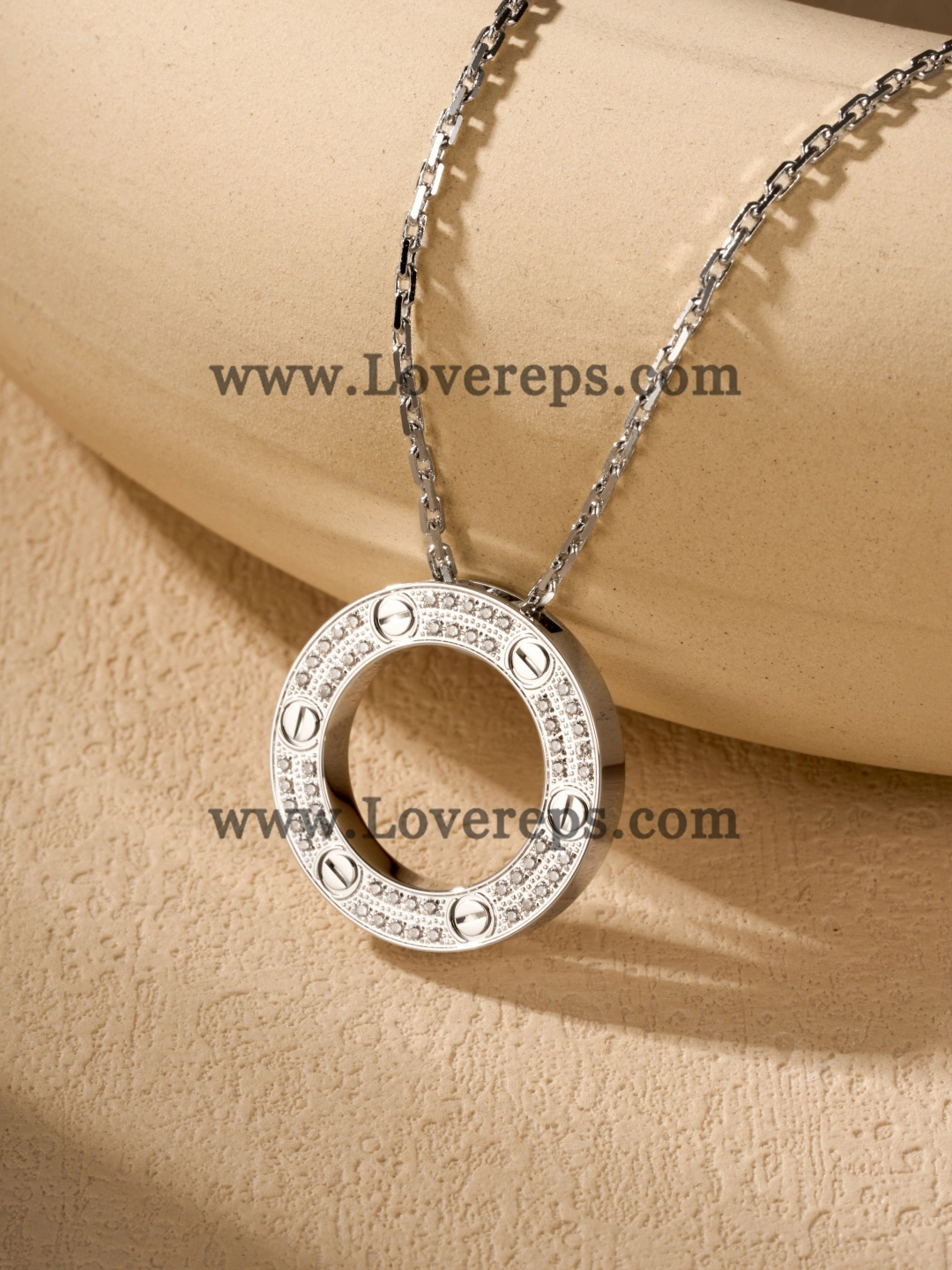 Cartier Round Love Pendant with Pave Diamonds Yellow Gold Rose Gold White Gold