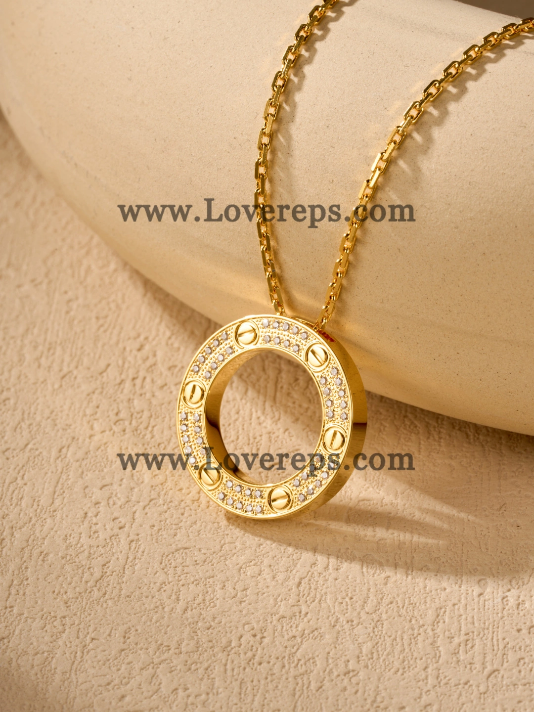 Cartier Round Love Pendant with Pave Diamonds Yellow Gold Rose Gold White Gold