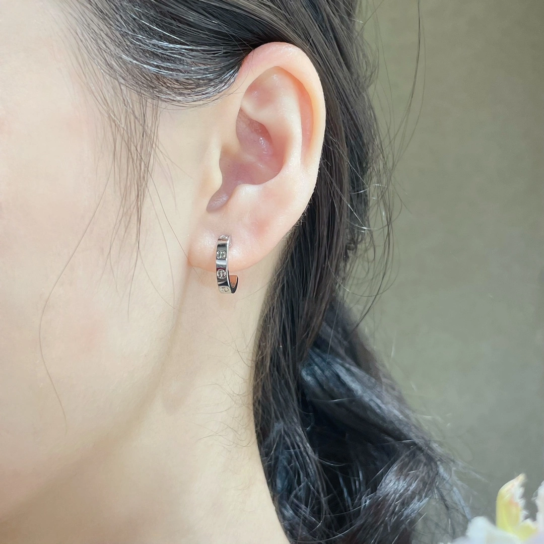 Cartier SM Love Earrings White Gold Rose Gold Yellow Gold