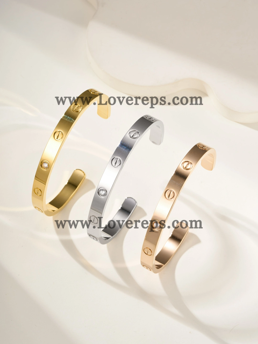 Cartier Semi-Open Love Bracelet With 1 Diamonds Yellow Gold White Gold Rose Gold