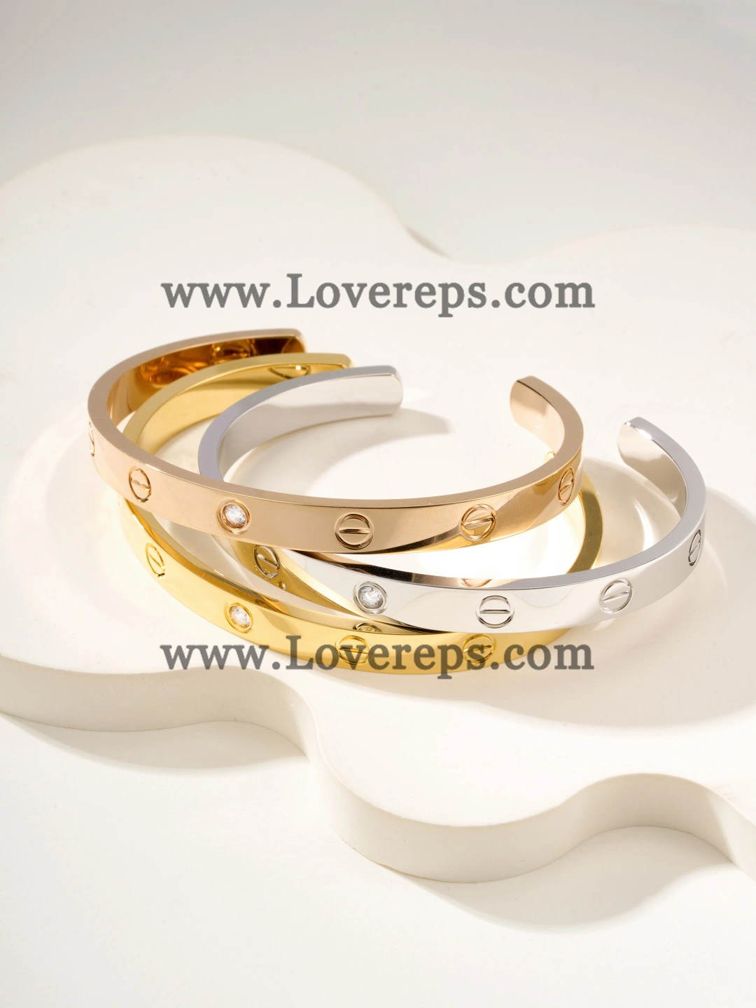 Cartier Semi-Open Love Bracelet With 1 Diamonds Yellow Gold White Gold Rose Gold