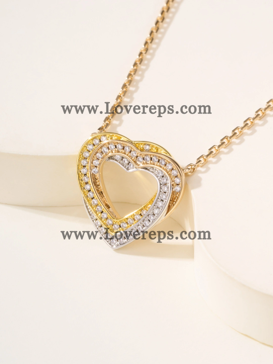 Cartier Trinity Heart Necklace With Pave Diamonds
