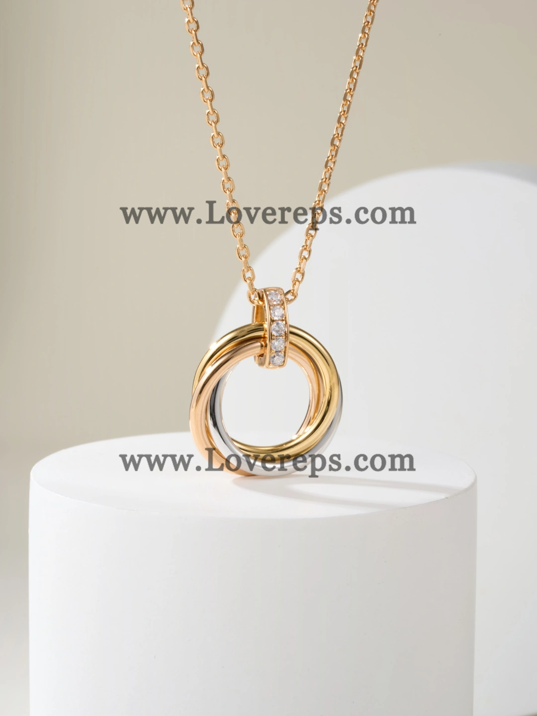 Cartier Trinity Necklace with Diamonds White Gold Yellow Gold Rose Gold