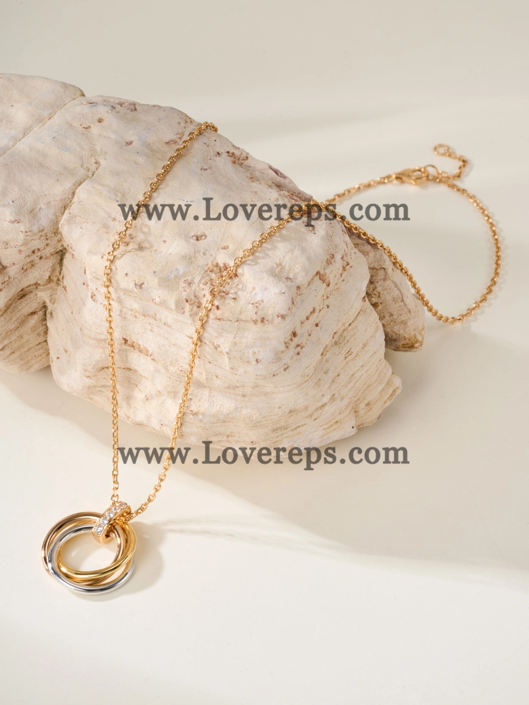 Cartier Trinity Necklace with Diamonds White Gold Yellow Gold Rose Gold