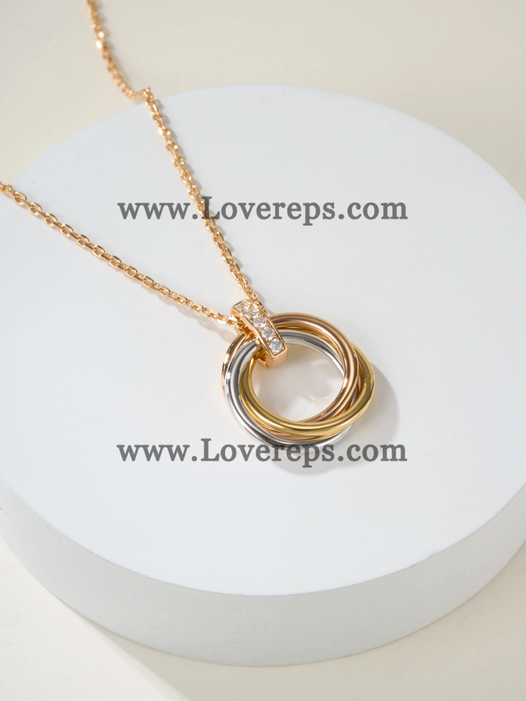 Cartier Trinity Necklace with Diamonds White Gold Yellow Gold Rose Gold