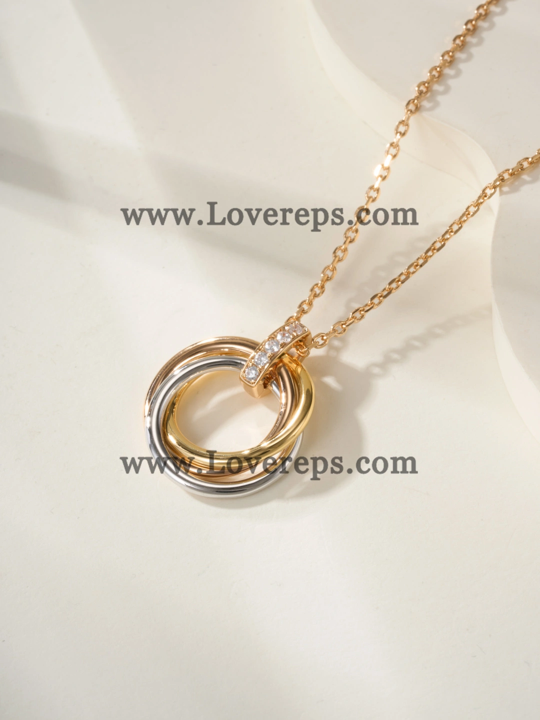 Cartier Trinity Necklace with Diamonds White Gold Yellow Gold Rose Gold